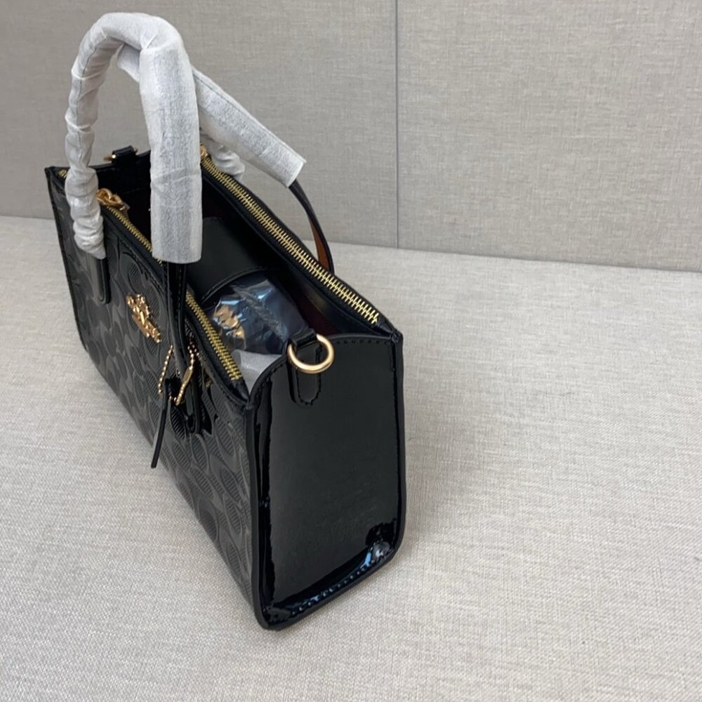COACH Nina Small Tote Bag Signature Leather CV400 Black NEW - Picture 6 of 6